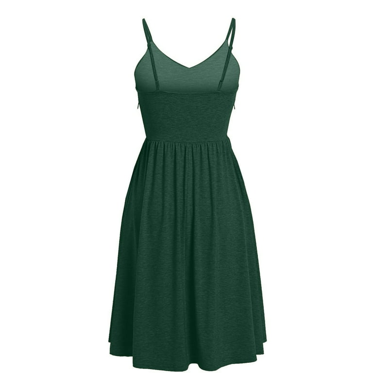 Sakmal Women Dresses Above Knee Army Green Slip Dress Sleeveless Pleated  Slim Deep V-Neck Sexy Skirts for Women - Walmart.com