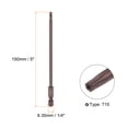 thumbnail image 2 of Uxcell T15 Magnetic Security Torx Screwdriver Bit 1/4" Hex Shank 6" Length, Red 2 Pack, 2 of 5