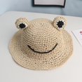 thumbnail image 4 of Sombrero De Cubo De Paja Sombrero De Sol De Animal Kawaii Gorra De Pescador De Ala Ancha Gorra De Playa De Viaje De Verano Speravity AP006661-02, 4 of 6