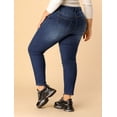 thumbnail image 3 of Unique Bargains Women's Plus Size Stretch Mid Rise Washed Skinny Jeans, 3 of 4