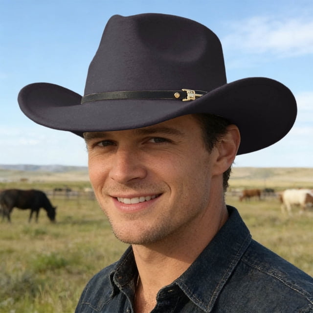 Chapeau de Cowboy Western Classique pour Loisirs Extérieurs Quotidiens et Style Campagnard, Résistant au Soleil