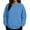 Blue, variant on Women's Solid Color Round Neck Drop Shoulder Long Sleeve Loose Fit Casual Sweatshirt Top Fall and Winter Fashion Winter Clothes,Royal Blue,Size M