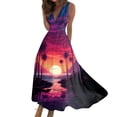 thumbnail image 1 of Robes d'Été pour Femmes Colorées, Fluides, Décontractées, Sans Manches, Robes Maxi, Tenue de Plage Hawaïenne avec Encolure en V, 1 of 4