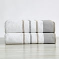thumbnail image 3 of Great Bay Home Cotton Decorative Stripe Quick-Dry Towel Set  (Bath Towel (2-Pack), Glacier Grey / Cappuccino), 3 of 7