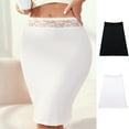 thumbnail image 2 of Women's Solid Color Underskirt Knee Length Slip Skirt with Floral Lace Waistband for Layering and Privacy Protective, 2 of 9