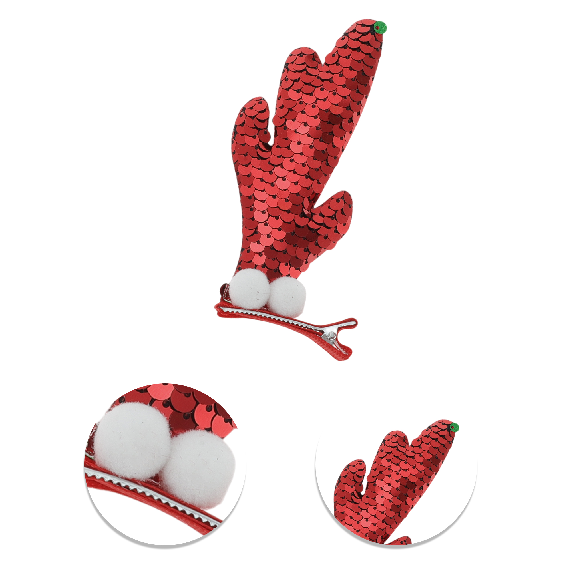 Unique Bargains 1 Pair Christmas Single Antlers Hair Clips Red 1.97"x0.79"x4.72"
