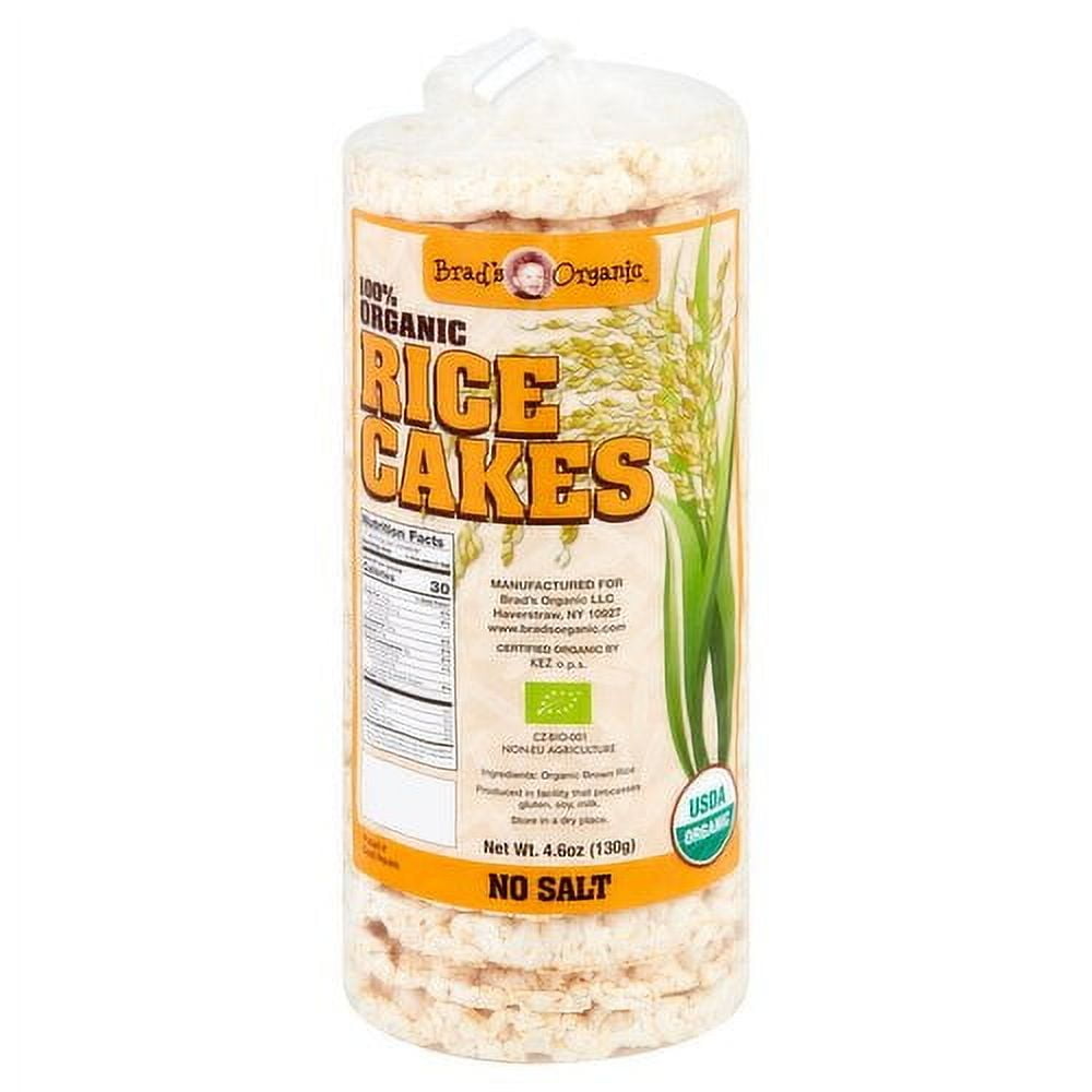 Brad's Organic NO SALTED RICE CAKES 4.6oz (6 Packages/1 Case) - ORGANIC,VEGAN,DAIRY FREE, CHOLESTEROL FREE