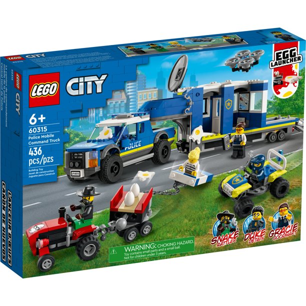LEGO City Police Mobile Command Truck Toy, 60315 with Prison Trailer, Drone, Tractor and ATV Car Toys plus 4 Minifigures, Presents for Kids Age Plus - Walmart.com