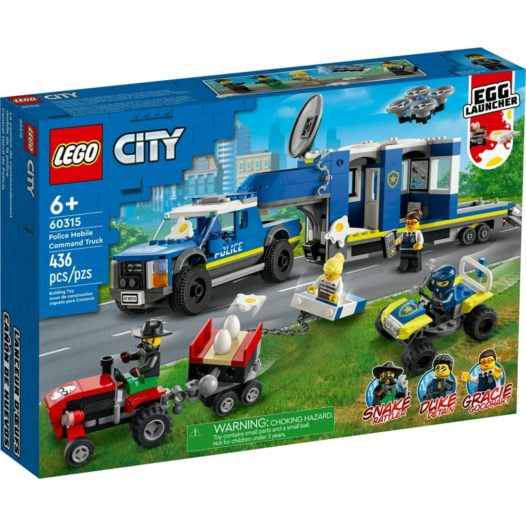 biologi Bevæger sig vest LEGO City Police Mobile Command Truck Toy, 60315 with Prison Trailer,  Drone, Tractor and ATV Car Toys plus 4 Minifigures, Presents for Kids Age 6  Plus - Walmart.com