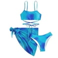 thumbnail image 2 of YTDSCS 3Pcs Women Bikinis Suits Tie-Dye Print Backless Three-Piece Swimwear Swimsuit Beachwear Set with Cover Up Beach Skirt, 2 of 9