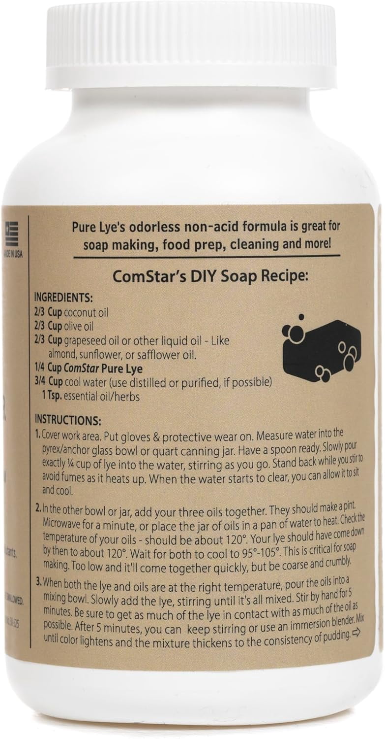 ComStar Pure Lye Flakes | 1 Pound, 99% Pure Sodium Hydroxide Flakes, Ideal for Soap Making, Food Prep, Cleaning and More (30-525)