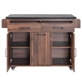 thumbnail image 5 of Glavbiku Kitchen Island with Trash Can Storage Cabinet,Kitchen Cart with Drop Leaf,Spice Rack,Walnut, 5 of 15