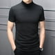 thumbnail image 1 of Blusa básica lisa de cuello alto para hombre Fule, camiseta tipo jersey, top de manga corta, top de fondo, 1 of 8