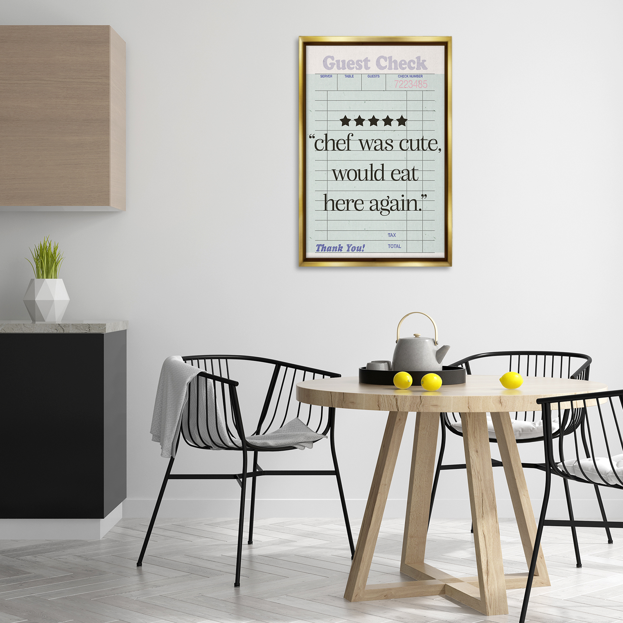 Stupell Industries Cute Chef Guest Check Typography Painting Gold Floater Framed Art Print Wall Art, 21 x 31