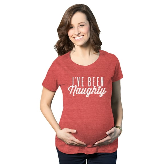 Maternity I've Been Naughty T Shirt Cute Christmas Holiday Pregnancy Tee