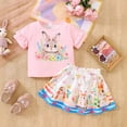 thumbnail image 2 of Yindaity Easter Dresses for Toddler Girls Toddler Baby Girls Outfits Birthday Girl Embroidery Letter Sweatshirt Tops+Rainbow Tutu Skirt Fall Clothes(Pink,5-6 Years), 2 of 7