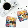 thumbnail image 4 of Honeii Colorful Fishing Boats Print Leather Coaster Set of 4, Ideal for Safeguarding Your Furniture from Drinks Spills and Effortless Cleanup-Square, 4 of 6