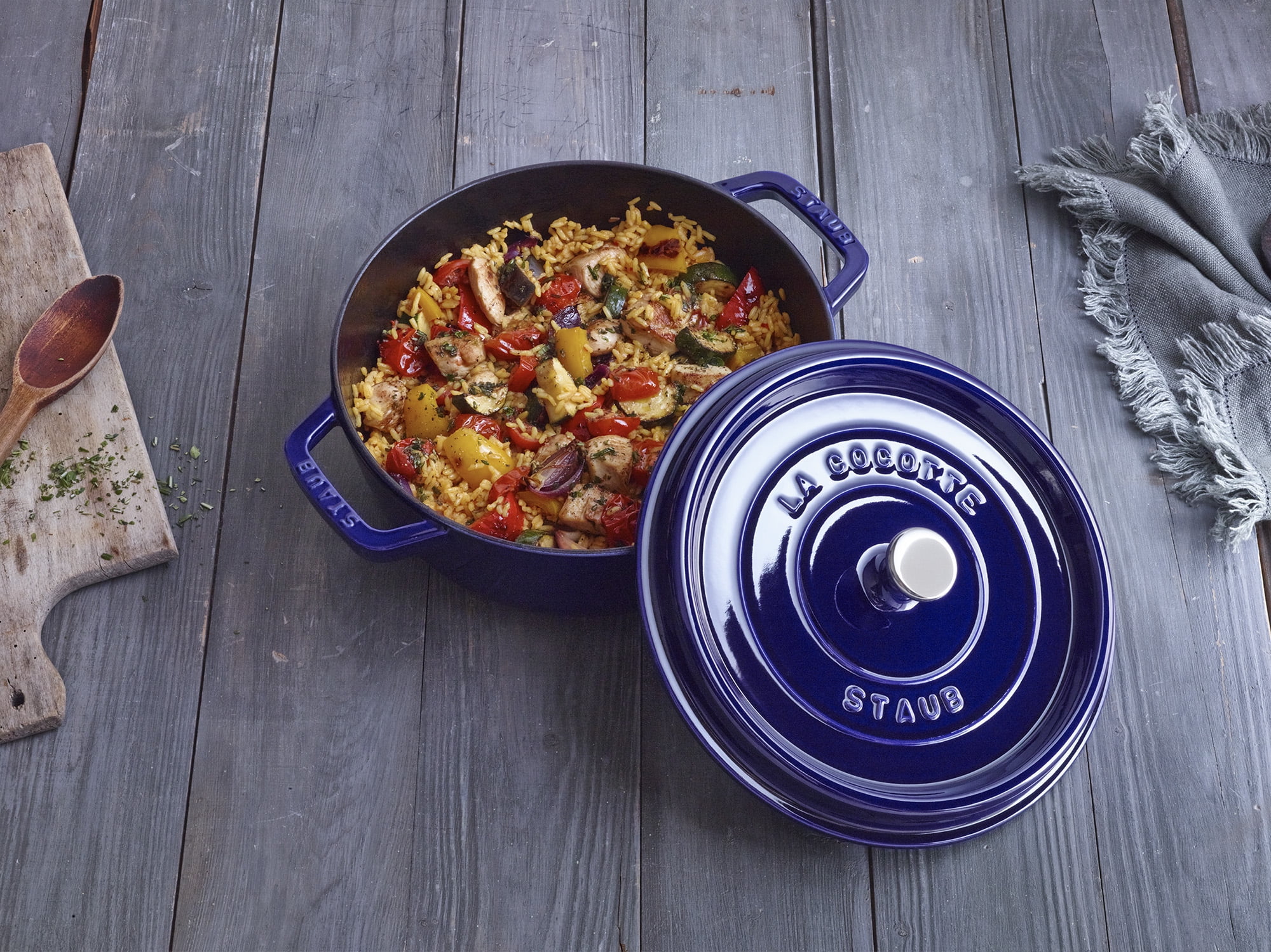 Staub Cast Iron 4-qt Round Cocotte - Dark Blue - Walmart.com - Walmart.com