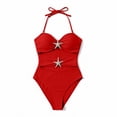 thumbnail image 5 of Daiosportswear Women's Bandeau Style Swimsuit, Halter Neck Bathing Suit with Starfish Details Red-A M(M), 5 of 6