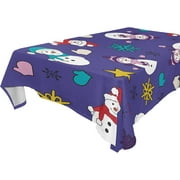 SKYSONIC Christmas Snowman Tablecloth Waterproof Washable Polyester Square Table Cover Durable Tablecloth for Kitchen Dining Table Party Decor (60 X 60 Inch)