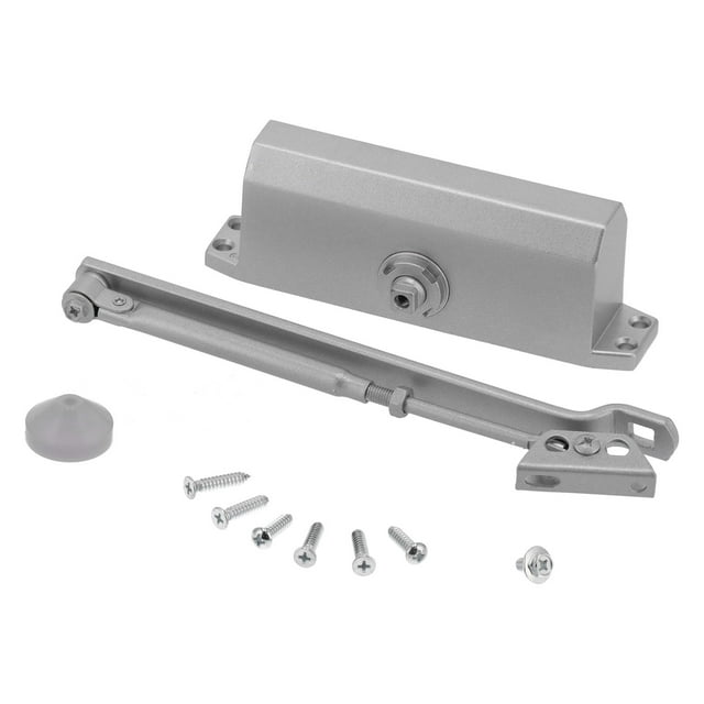 Cierrapuertas hidráulico con amortiguador de tope y resorte ajustable automático para puertas ignífugas.