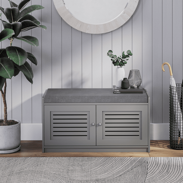 Sturdis Shoe Storage Bench with Cushion Gray