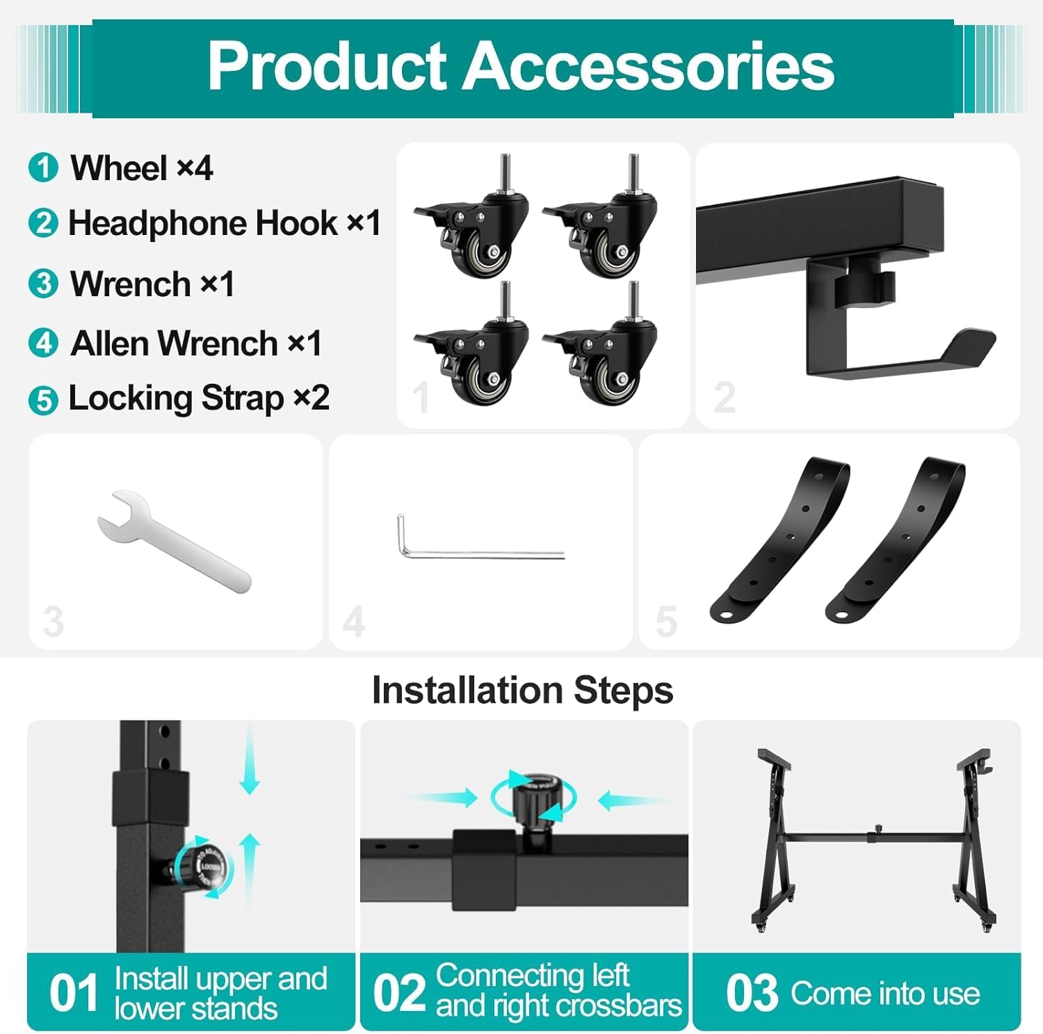 Stands Keyboard Stand, Black Z Style Adjustable Professional Heavy Duty Sturdy Digital Piano Stand Fits 49/61/76/88 Keys Musical Electric Pianos Folding for Travel & Storage