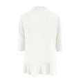 thumbnail image 4 of PMVFHDE Women's Fashion Casual Solid Color Cardigan Short Sleeve with Flounce Hem Top White,XXXL, 4 of 5