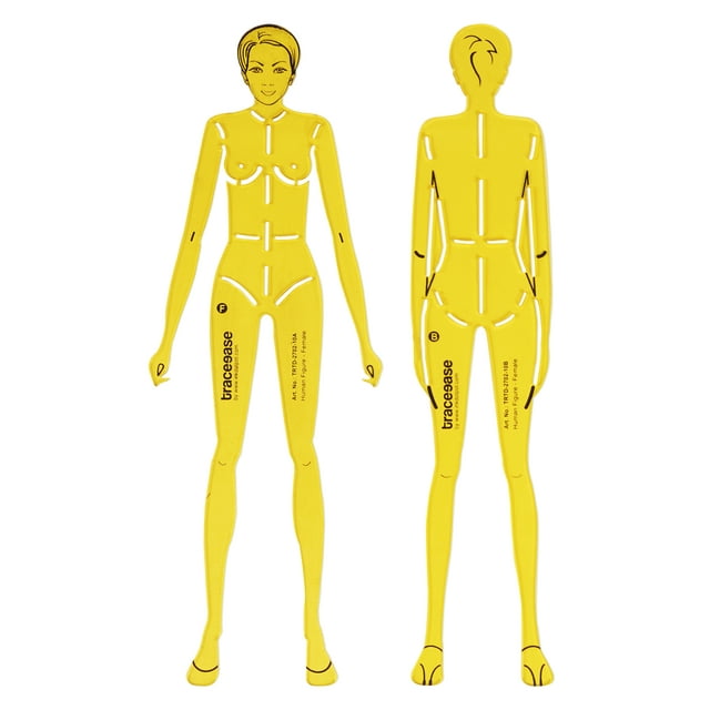 Traceease Female Human Figure Template Stencils Fashion Designers Drafting Tools, 2 Piece ( Front & Back)