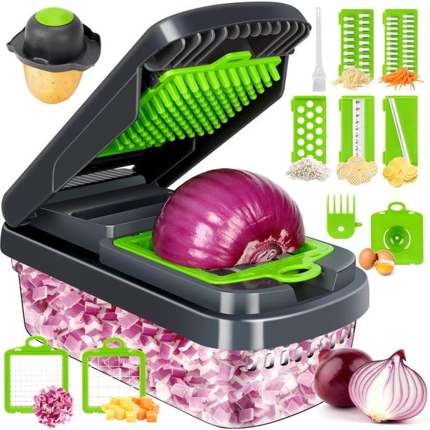 Picadora de verduras Yusshn 12 en 1 multifuncional para alimentos, color gris