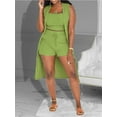 thumbnail image 4 of 3Pcs Summer Outfit Set for Women Loungewear Sleeveless Cardigan Tank Tops and High Waist Shorts, 4 of 6