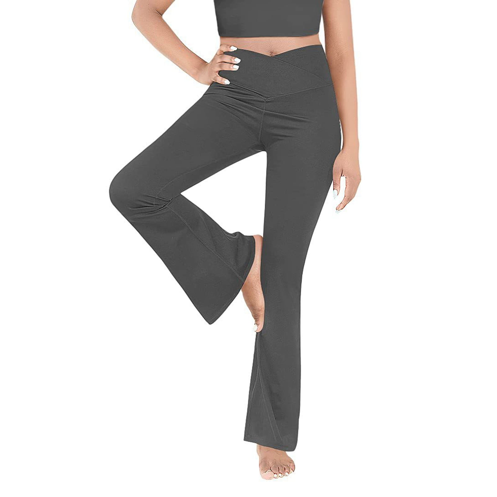 V Crossover Pants, Flare Comfortable Casual Bootleg Yoga Pants Flexible