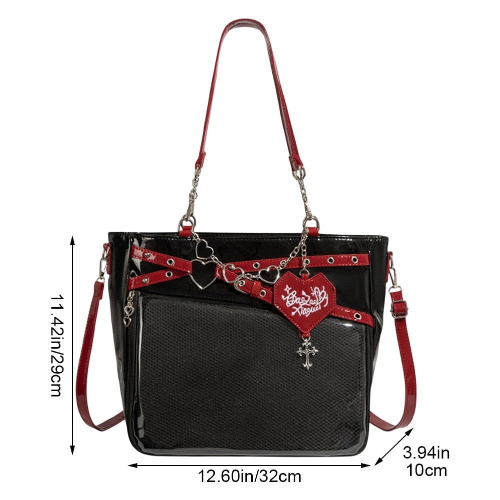 Jiibva Underarm Ita Bag Ita Satchel Crossbody Bag Streetwear Transparent Shoulder Bag Chain Handbag DIY Display Bag for Woman