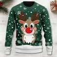 thumbnail image 2 of Tiweut Womens' Sweaters for Christmas Santa Reindeer Print Knit Long Sleeve Crewneck Cozy Stylish Holiday Loose Fit Pullover Tops,Green,XL, 2 of 4