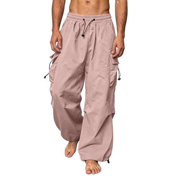 Guluxicc Men's Cargo Pants with Multi Pocket Quick Dry Elastic Waist Drawstring Loose Full Wide Leg Trousers Everyday Wear for Summer Casual Outfits