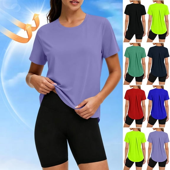 Betivan Womens Workout Tops Sun Protection Running Pliates Athletic Lightweight Short Sleeve Tops for Women Fitness Clothing