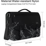 Matein Messenger Bag for Men, 15.6'' Water-Resistant Laptop Briefcase Bag with Shoulder Strap, Black