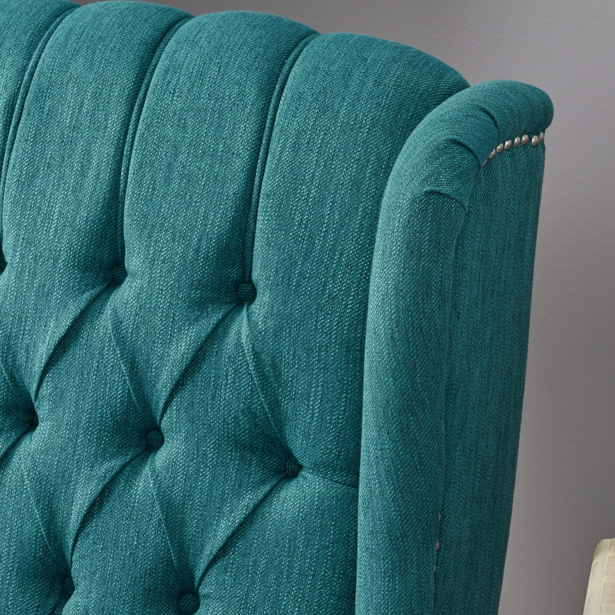 Noble House Albert Oversized Tufted Fabric Push Back Recliner, Blue