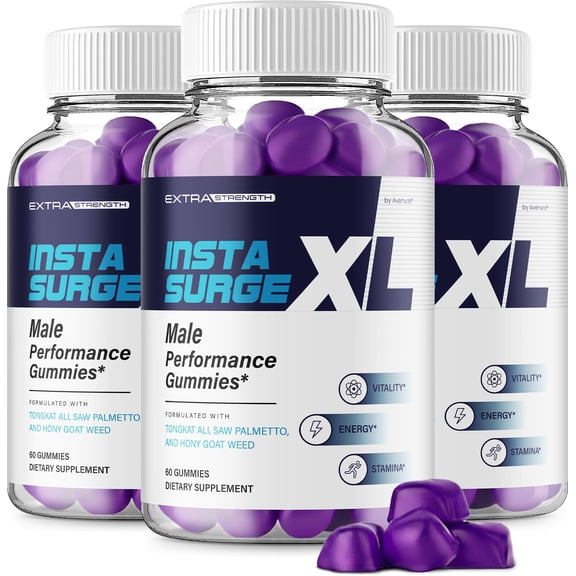 Insta Surge XL Gummies for Men – InstaSurge XL Gummy Natural Blend Vitamins for Overall Health, 3 Pack, 180 Gummies