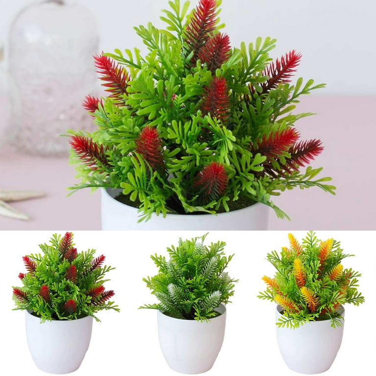 2 Packs Fake Plants Mini Artificial Greenery Potted Plants for