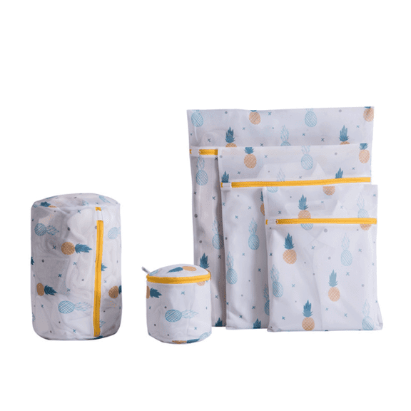 MISSMILE 5Pcs Laundry Bag,ABS Auto-Lock Zipper,Polyester Mesh Laundry Bags for Machine Wash,Cartoon Travel Storage Organizer