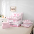 thumbnail image 6 of jejeloiu Letter H Monogrammed 7 Pieces Bedding Comforter Set,Cartoon Bow Tie Full Bedding Set,Pink Bowtie Ribbon Fitted Sheet Flat Sheet For Girls,Microfiber Room Decorative Reversible, 6 of 8