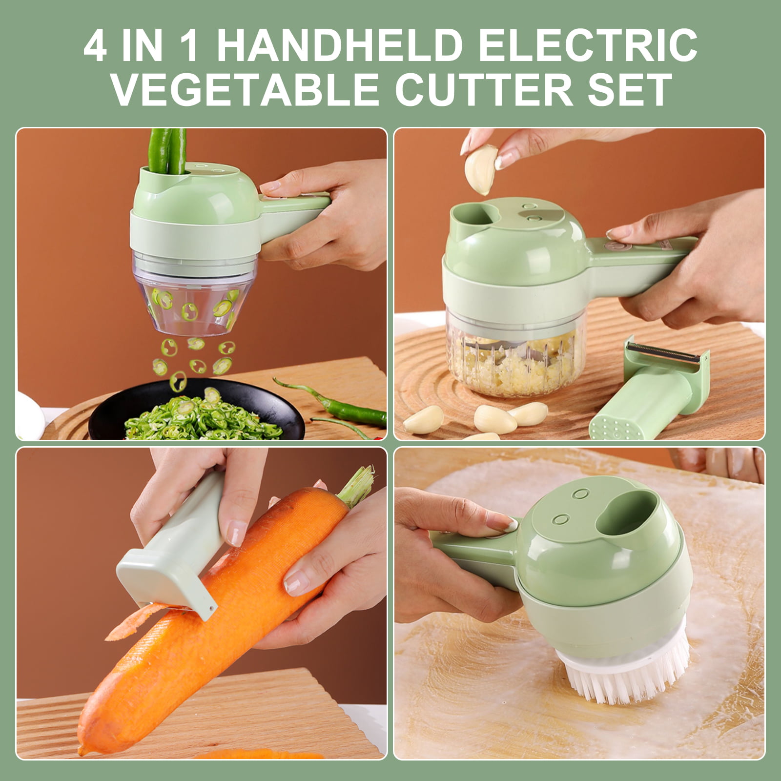 Lieonvis 4 in 1 Handheld Electric Vegetable Cutter Set