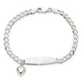thumbnail image 3 of Sterling Silver Polished Curb Link ID Heart Dangle Bracelet QID212, 3 of 4