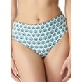 thumbnail image 3 of Grecian Tile Verso High-Waist Reversible Bikini Bottom Swimsuit, 3 of 5