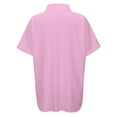 thumbnail image 5 of MIXUE Women Blouses Solid Color Lapel Short Sleeve Button Up Casual Work Loose Fit Womens Summer Tops Streetwear,Pink,XXL, 5 of 8