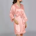thumbnail image 5 of IROINNID Long Sleeve Dress for Women Wedding Guest Dresses Mid-Length Wrap Dress Homewear Long-Sleeve V-Neck Dress Color Lace Night-Robe One Size,Hot Pink, 5 of 8