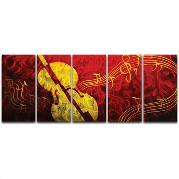 Metal Artscape MA10001 59 X 24 in. Musical Delight 5-Paneled Handmade Metal Wall Art