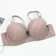 thumbnail image 3 of Fatuov Lace Wire Bras for Women Solid Color Comfort T-Shirt Bra for Outdoor, Push Up Full Coverage Supportive Lightly Lined Bra 36C, Coffee, 3 of 4
