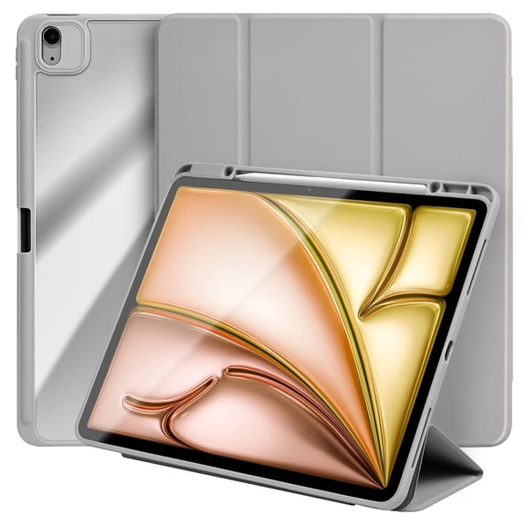 Vena For Apple iPad Air 13 Inch Case Clear, iPad Air M4 M3 13 Inch Case, Trifold Stand, iPad Pro 12.9" Case (2022/2021/2020/2018), Light Gray